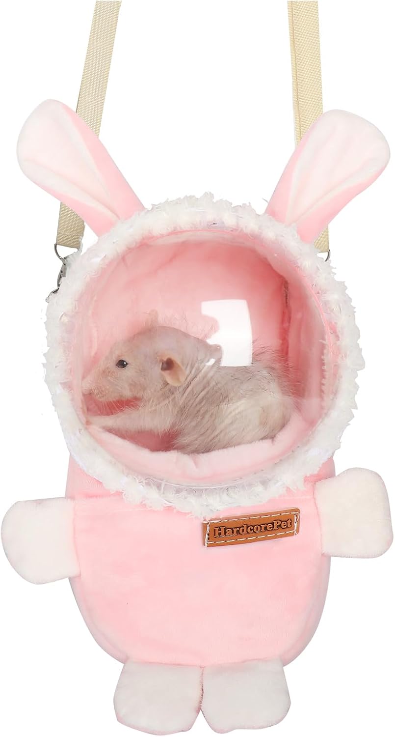 Hamster Carrier Rat Bag Cute Rabbit Shape Small Animal Sugar Glider Travel Pouch Gerbil Hedgehog Portable Travel Carrier Outdoor Hangbag Grey Squirrel Rat Carrier (Grey) - Image 7