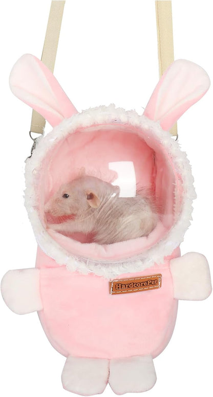 Hamster Carrier Rat Bag Cute Rabbit Shape Small Animal Sugar Glider Travel Pouch Gerbil Hedgehog Portable Travel Carrier Outdoor Hangbag Grey Squirrel Rat Carrier (Grey) - Image 7