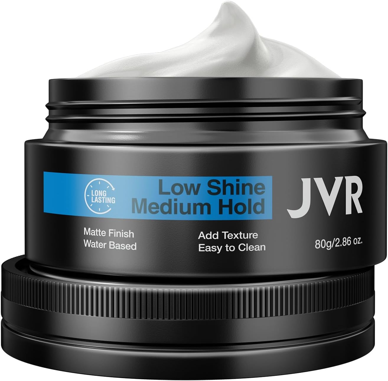 JVR Hair Clay matte styling cream front view jar for men and women