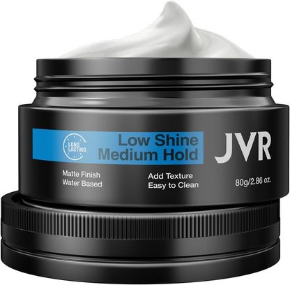 JVR Hair Clay matte styling cream front view jar for men and women