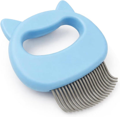 Gmlawsc Original Cat Face Pet Hair Removal Massage Shell Comb blue front view
