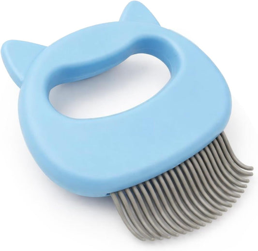 Gmlawsc Original Cat Face Pet Hair Removal Massage Shell Comb blue front view