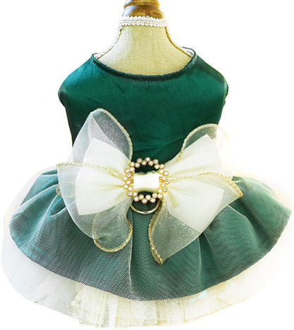 ANIAC Embroidered Dog Dress for Small Dog,Girl Puppy Princess Tutu Dress with Leash Ring,Cat Apparel,Chihuahua Yorkie Clothes for Birthday Wedding (Small, Champagne) - Image 14