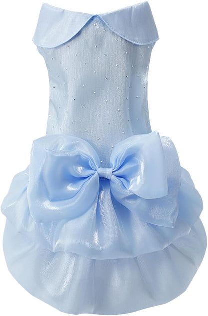 Dog Dress,Pet Wedding Dress Princess Formal Tutu Skirt with Bowknot,Puppy Birthday Party Outfit Apparel Girl for Dogs Cats (White Lace, X-Large) - Image 9