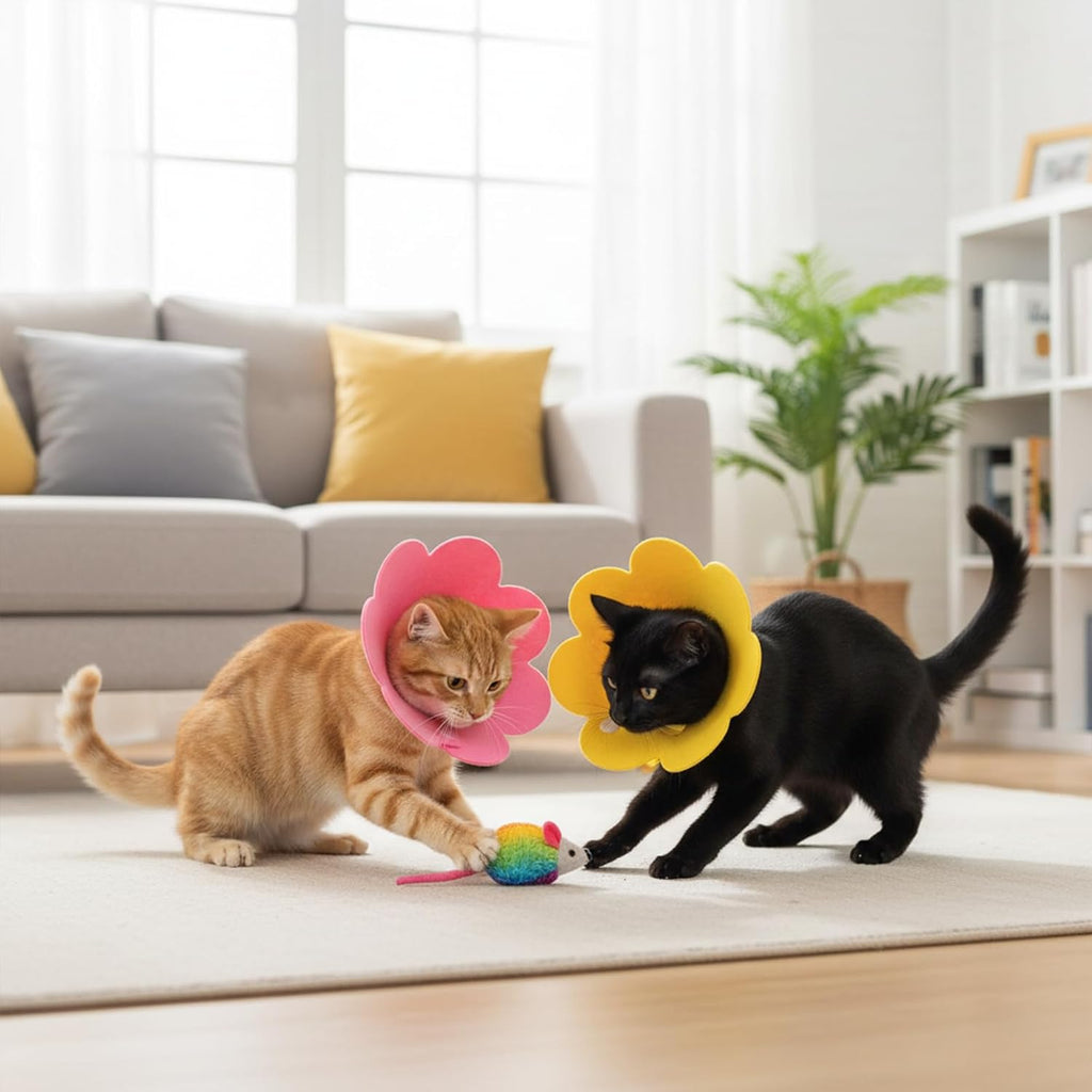Two pack soft elizabethan recovery collars for cats preventing wound licking