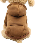 Jecikelon soft dog hoodie front view coffee fleece sweatshirt for small pets