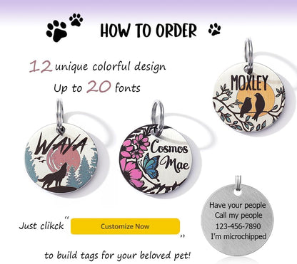 Premium imported customized pet name tag attached to a dog collar.