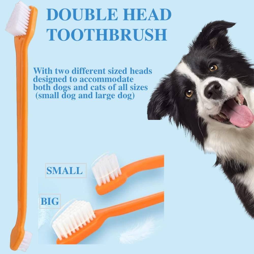Dual head pet toothbrush for small dog and cat teeth cleaning