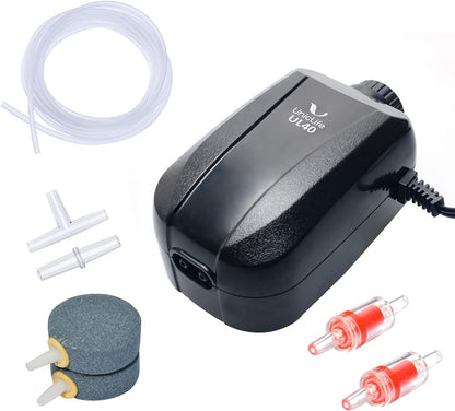 Uniclife aquarium air pump with dual outlet design front view