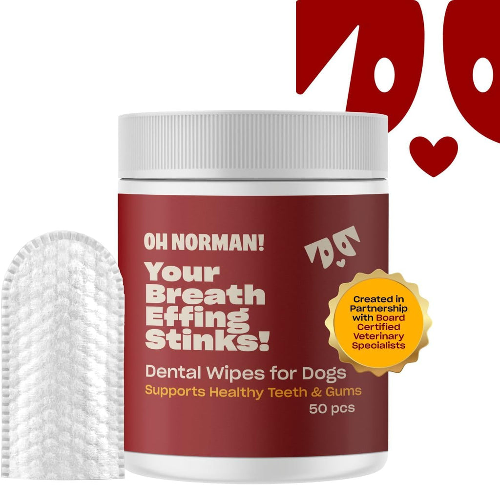 OH NORMAN Kaley Cuoco dog oral hygiene wipes back label instructions
