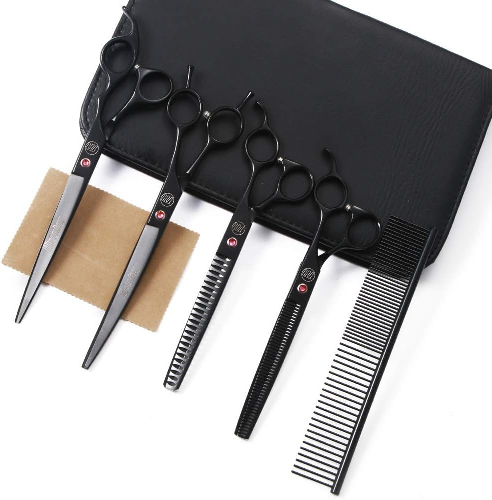 Professional Dog Grooming Scissors Set, 7 Inch/8 Inch Pet Grooming Scissors Chunkers Shears for Dog, Curved Dog Grooming Scissors, Thinning Shears for Dog with Grooming Comb - Image 15