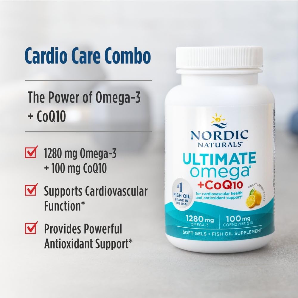 Nordic Naturals Ultimate Omega + CoQ10, Lemon - 60 Soft Gels - 1280 mg Omega-3 + 100 mg CoQ10 - Heart Health, Cellular Energy, Antioxidant Support - Non-GMO - 30 Servings - Image 3