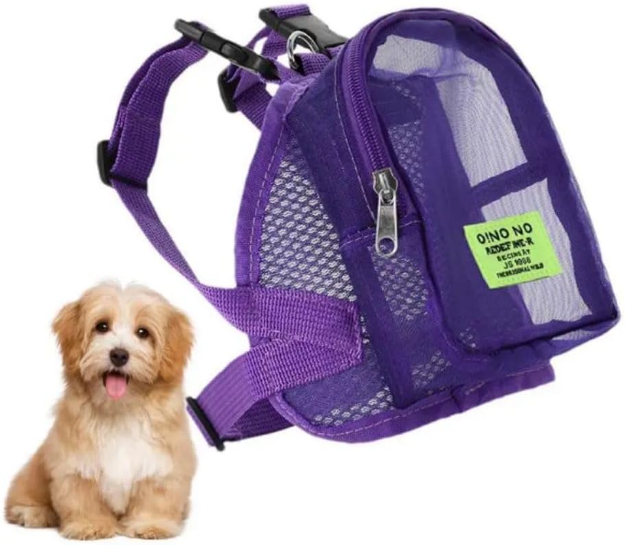 Toseky adjustable pet saddle bag harness side view on a medium dog