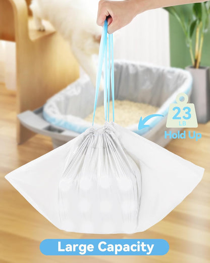 Heavy duty drawstring cat litter box liners waste disposal demonstration