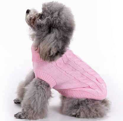 Close-up view of the premium soft knit texture of the Bwealthest winter pet pullover.