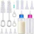 Tondiamo Kitten Bottle Feeding Kit front view showing two transparent nursing bottles and multiple silicone replacement nipples.