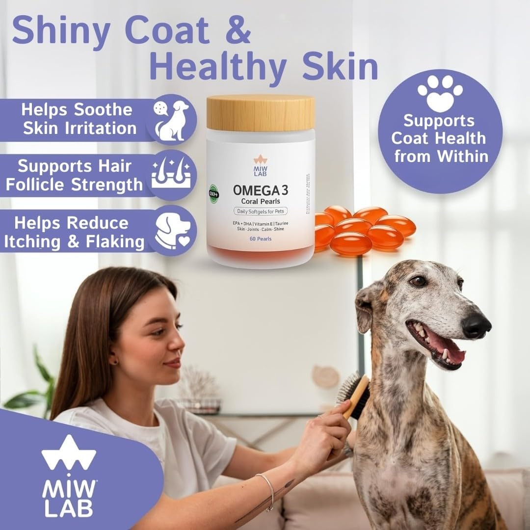 Premium pet joint and mobility supplement bottle with sixty softgel pearls
