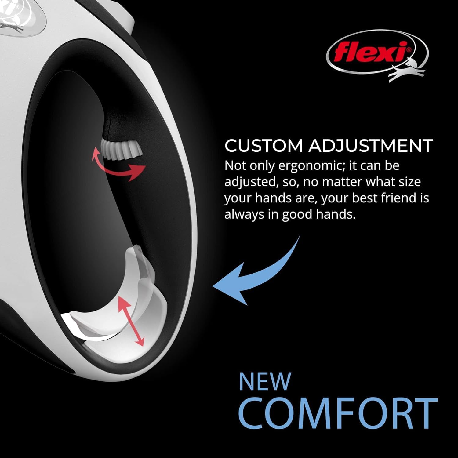 Side profile of Flexi New Comfort dog leash with tape extended