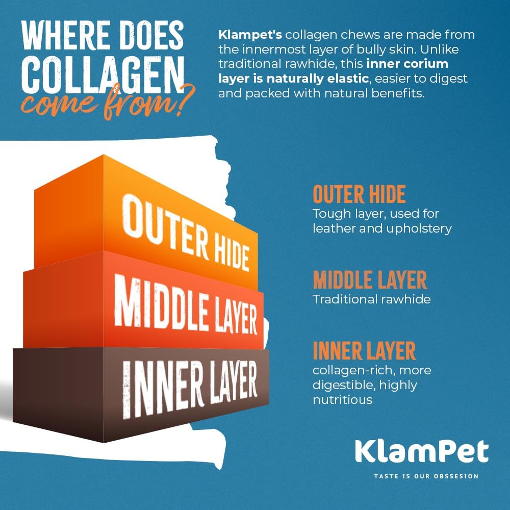 Close up of natural beef collagen chew for dogs