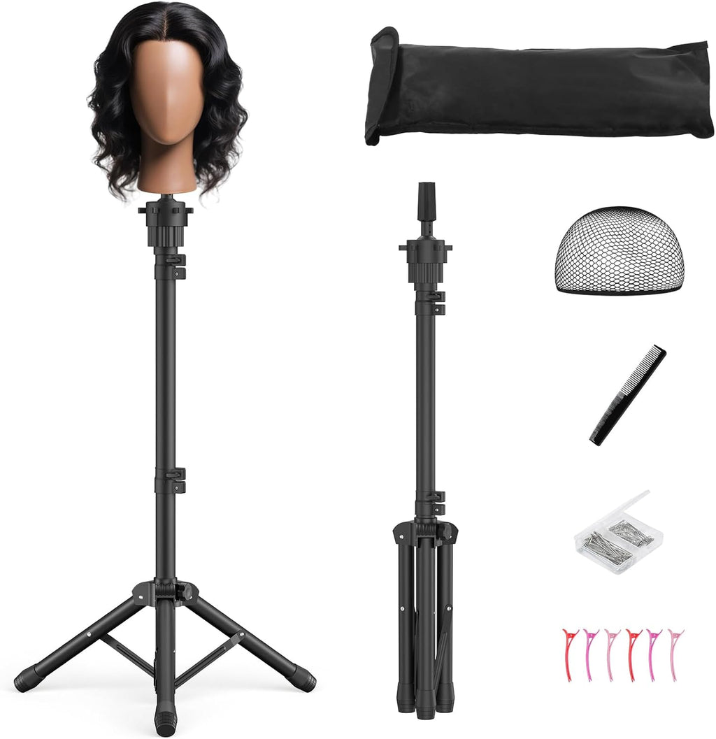 Womnwomn 50 inch adjustable wig stand tripod front view
