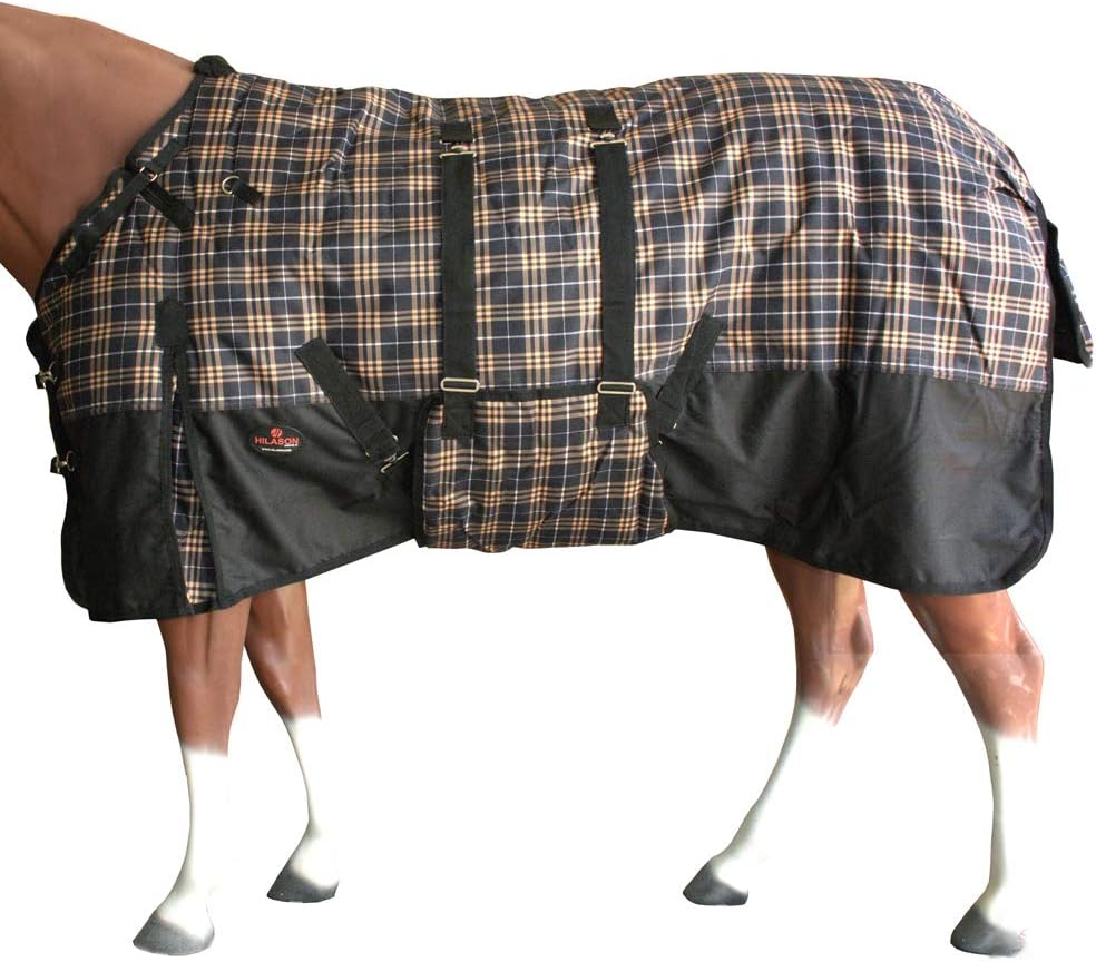 Black Aztec 72 in HILASON 1200D Winter Waterproof Poly Horse Turnout Blanket Belly Wrap - Image 10