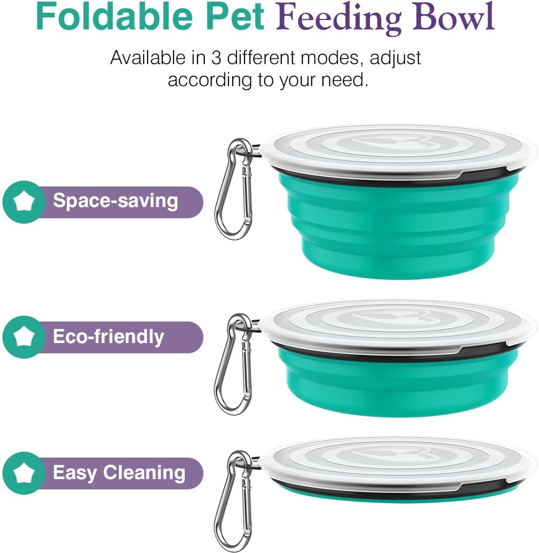 Pawaboo dual color silicone pet bowls set for small and medium dogs