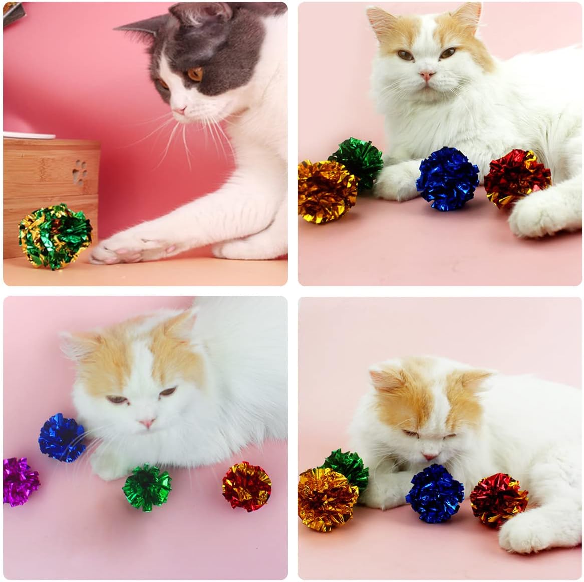 Full packaging of twenty pieces of pet show cat crinkle balls for indoor exercise