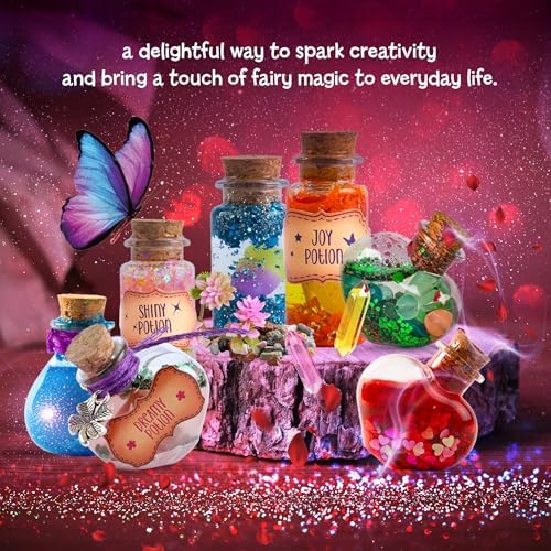 Detailed view of fairy potion ingredients and magical supplies