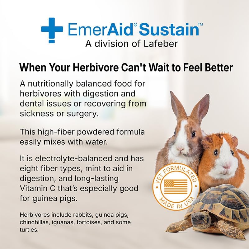 EMERAID Sustain Herbivore powder being mixed with water into a smooth slurry for syringe feeding recovering rabbits and guinea pigs