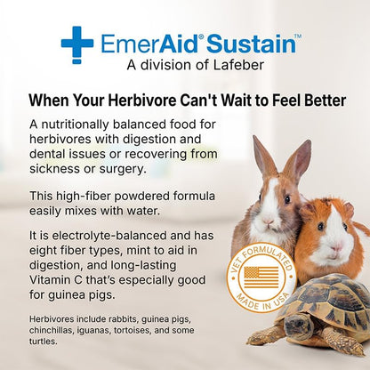 EMERAID Sustain Herbivore powder being mixed with water into a smooth slurry for syringe feeding recovering rabbits and guinea pigs