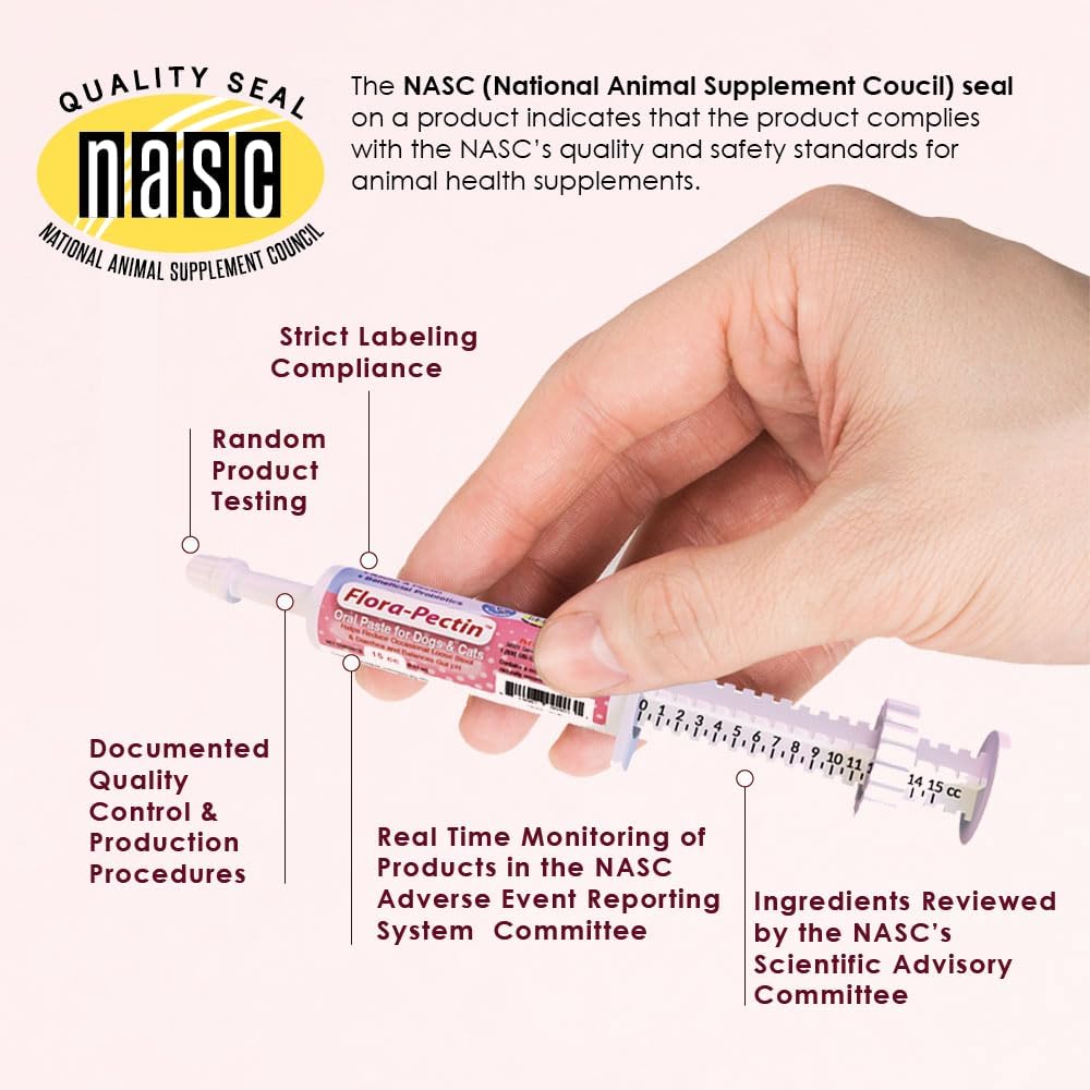 Flora-Pectin pet supplement for diarrhea relief label detail