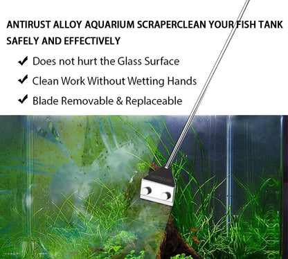 HOTOOLME aquarium glass cleaner kit contents laid out including ten razor sharp blades