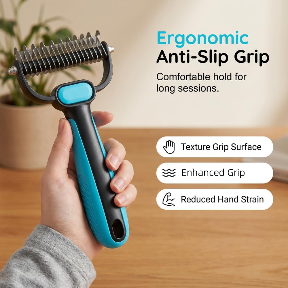 Double-Sided Pet Grooming Rake For Cats & Dogs, 2-In-1 Dematting Comb, Ergonomic Pet Grooming Matt Remover Detangler For Long Haired Pets (small) - Image 6