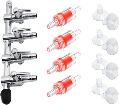 Aquarium Air Pump Splitter 7 in 1 Set 2-Way Air Flow Control Lever Valve & 2 Non-Return Check Valves & 4 Suction Cups for Fish Tank Airline Air Tube Hose - Image 9