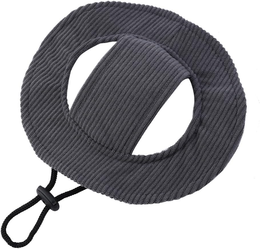 Corduroy Dog Sun Hat with Ear Holes, Adjustable Strap Pet Cap for Small Medium Dogs, Breathable UV Protection, Multiple (Blue, M) - Image 10