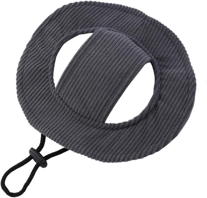 Corduroy Dog Sun Hat with Ear Holes, Adjustable Strap Pet Cap for Small Medium Dogs, Breathable UV Protection, Multiple (Blue, M) - Image 10