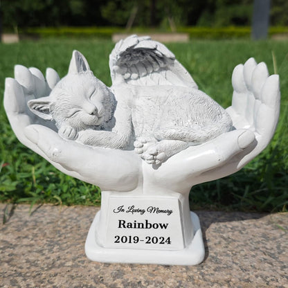 Personalized Cat Memorial Stones Cat Memorial Statue Cat Headstone for Grave Cat Tombstones Pet Loss of Cat Sympathy Gift Home Yard Garden Decor, 8"L x 6.5"W x 3.5"H (Personalized Cat B) - Image 10