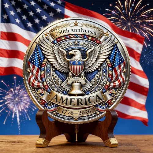 OOOOYCYHT USA 250th Anniversary Challenge Coin back view showcasing the Liberty Bell engraving