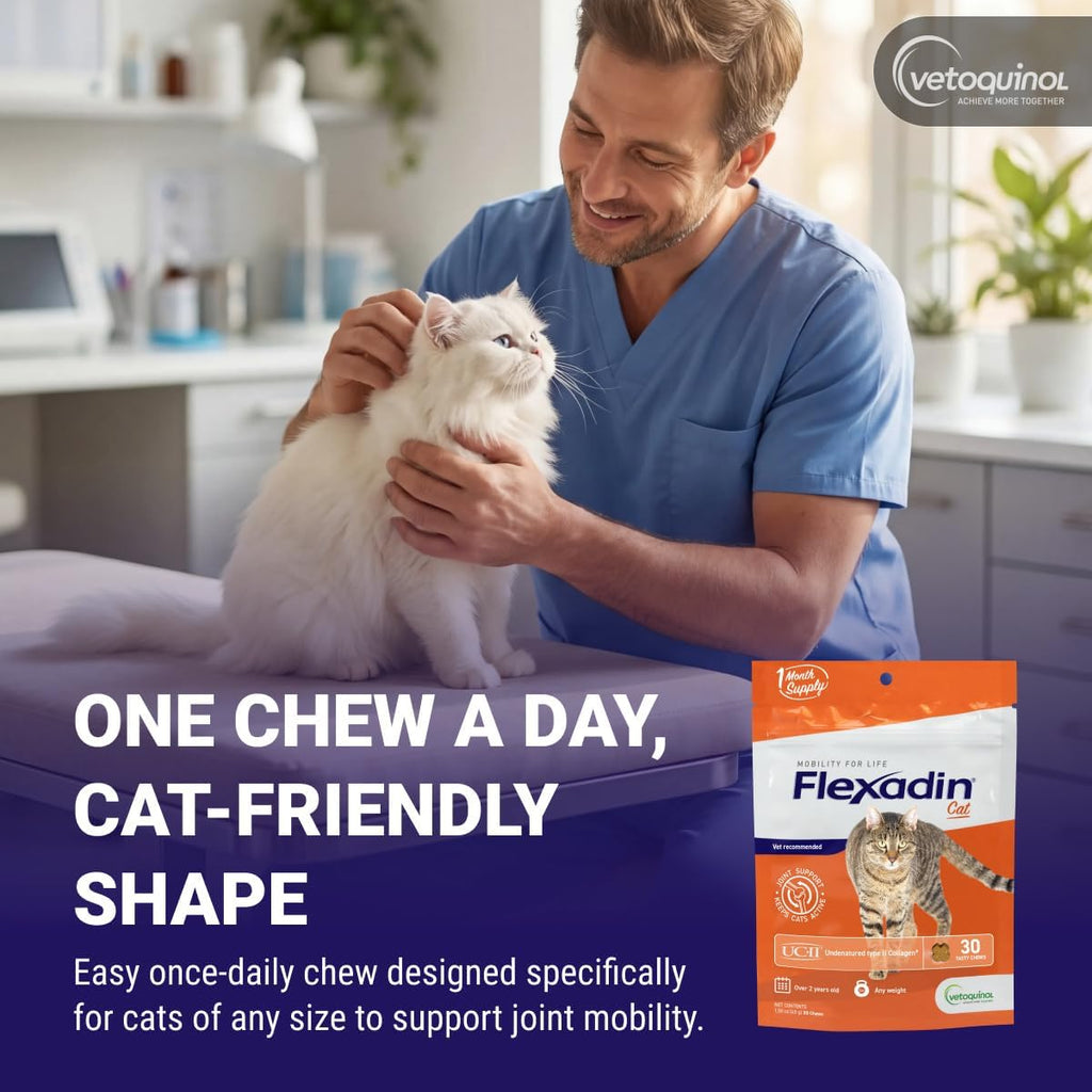 Back of Vetoquinol Flexadin cat chews bag showing ingredients