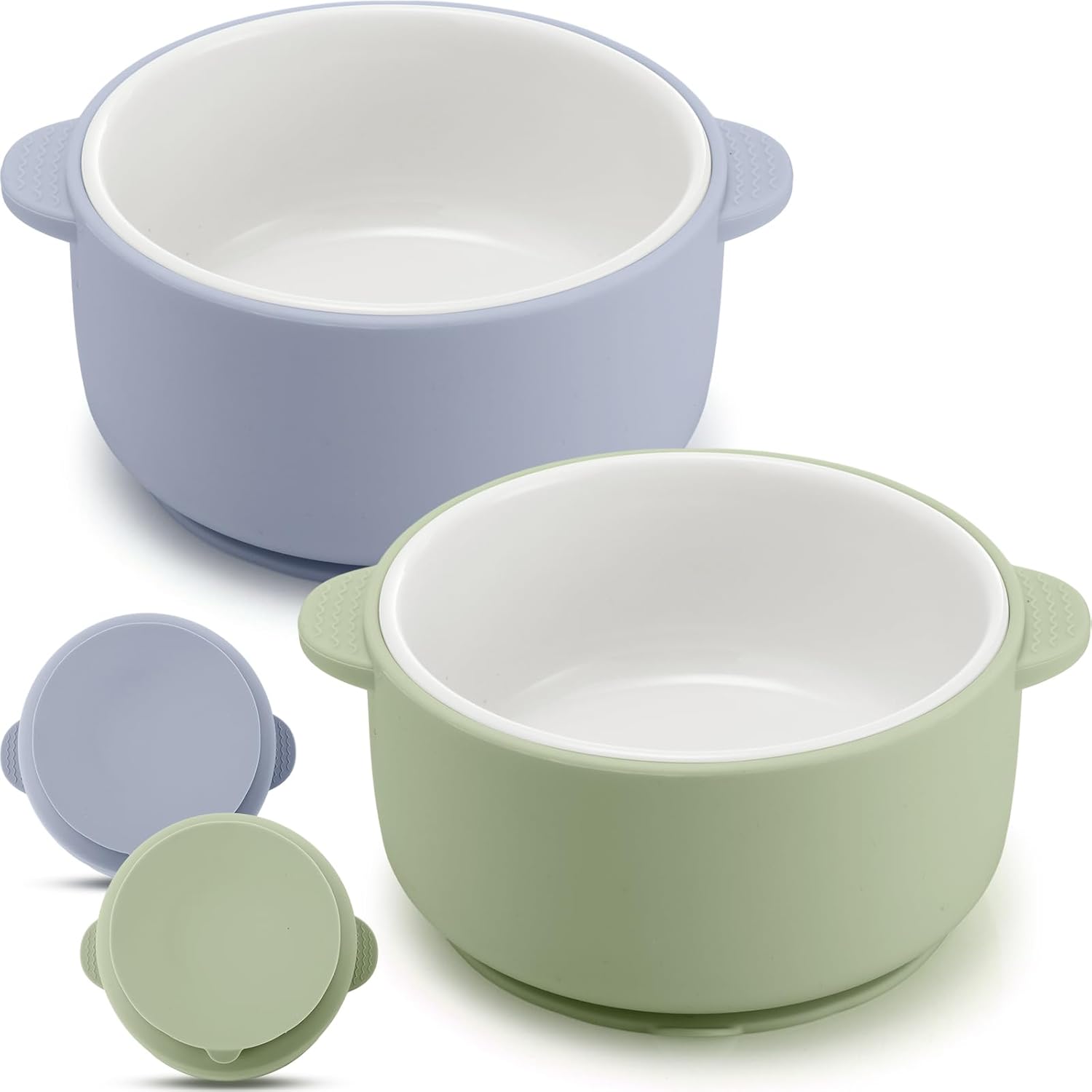 Domensi kids porcelain bowls with silicone sleeves front view