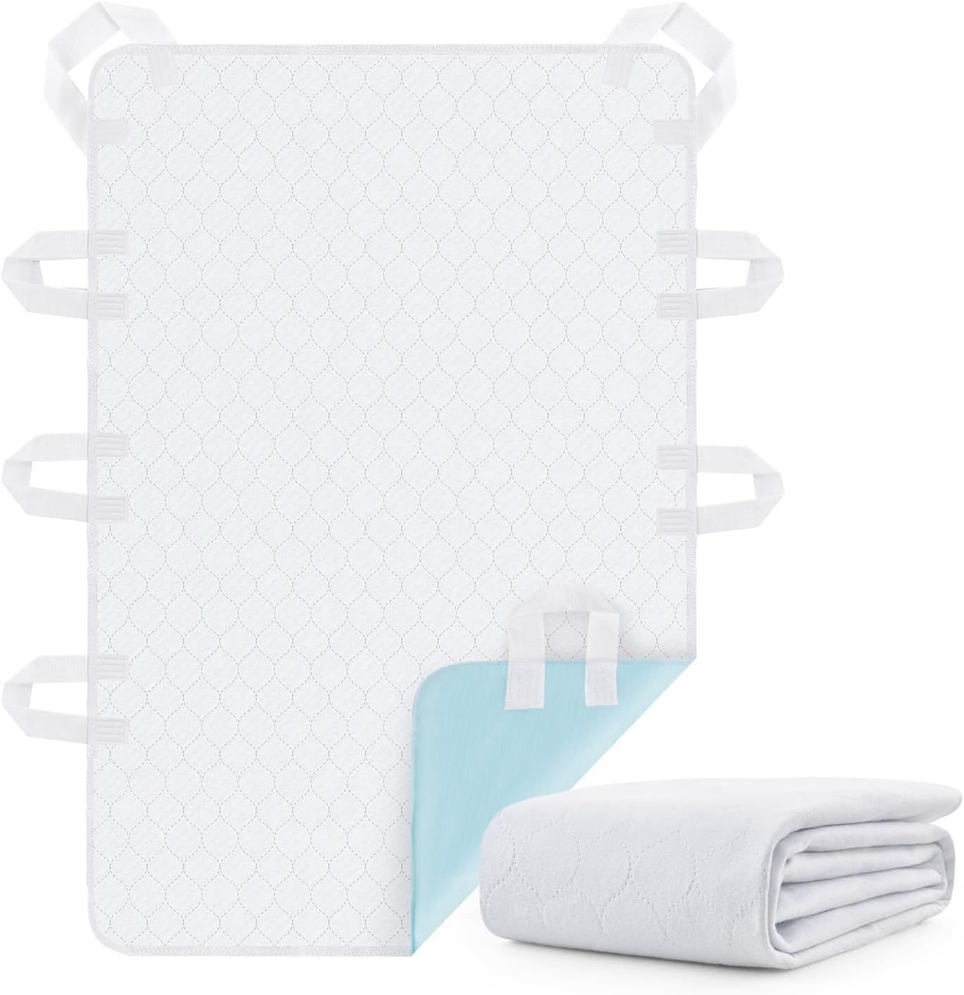 Pick For Life waterproof bed pad with 8 handles front view