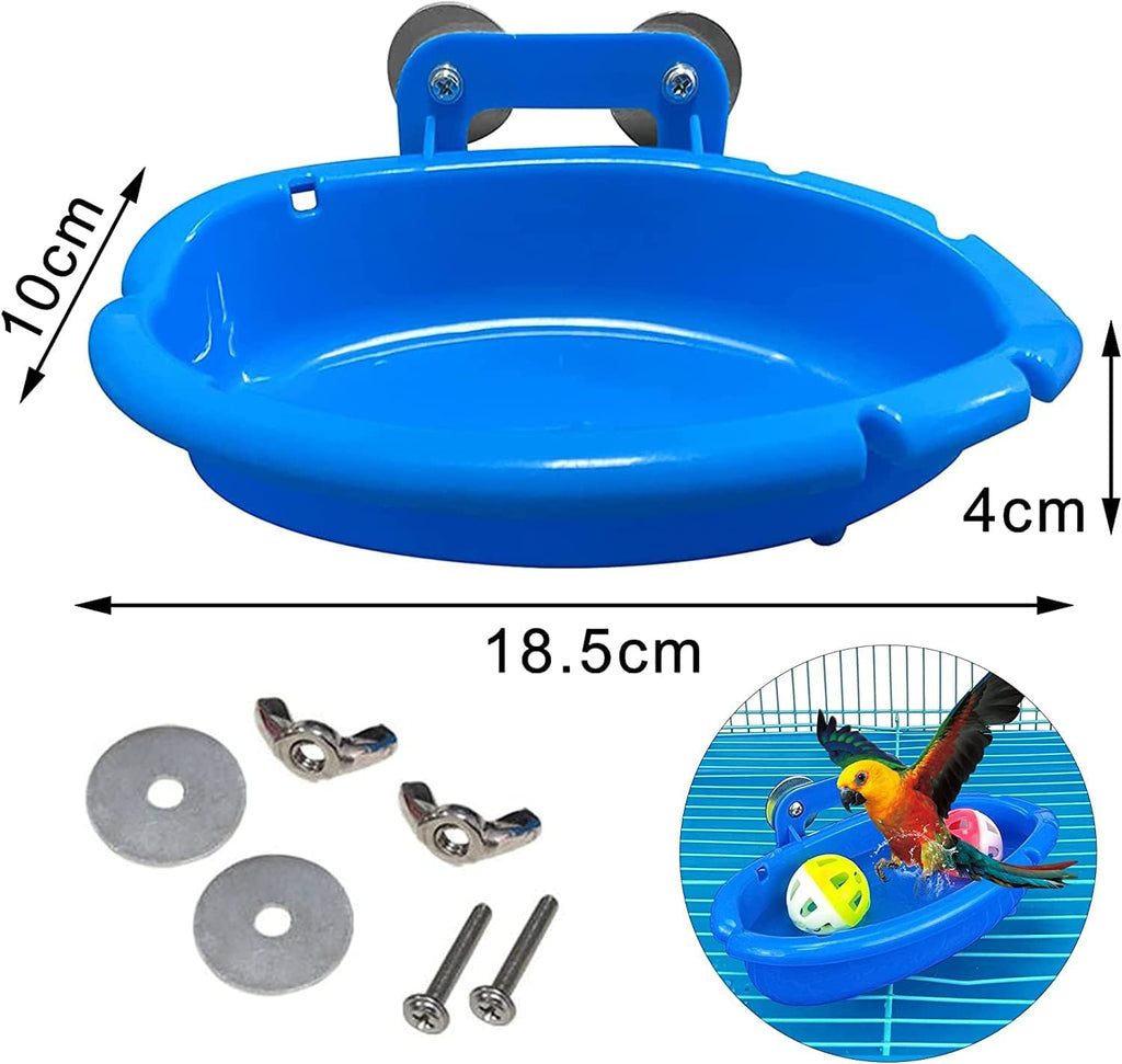 Bird Bath for Cage with 3 Balls Bird Tub Bowl Basin Hanging Birdbath Toy Pet Parrot Cage Budgie Accessories Shower Parakeet Cockatiel Water Shower Box Food Feeder Holder Tray Bird Cage Accessories - Image 2