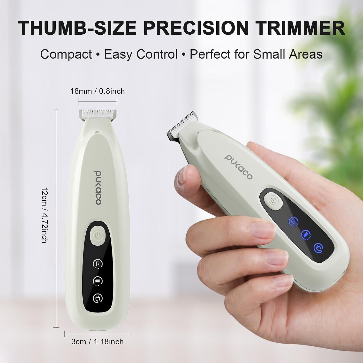 SEONEZU electric pet hair clipper close up on the 18mm wide curved blade.