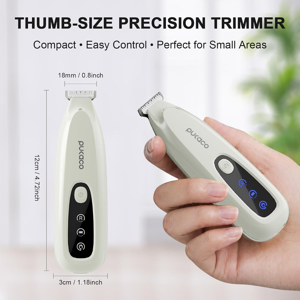 SEONEZU electric pet hair clipper close up on the 18mm wide curved blade.