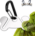 Hilihali metal dog poop bag holder front view attached to a leash