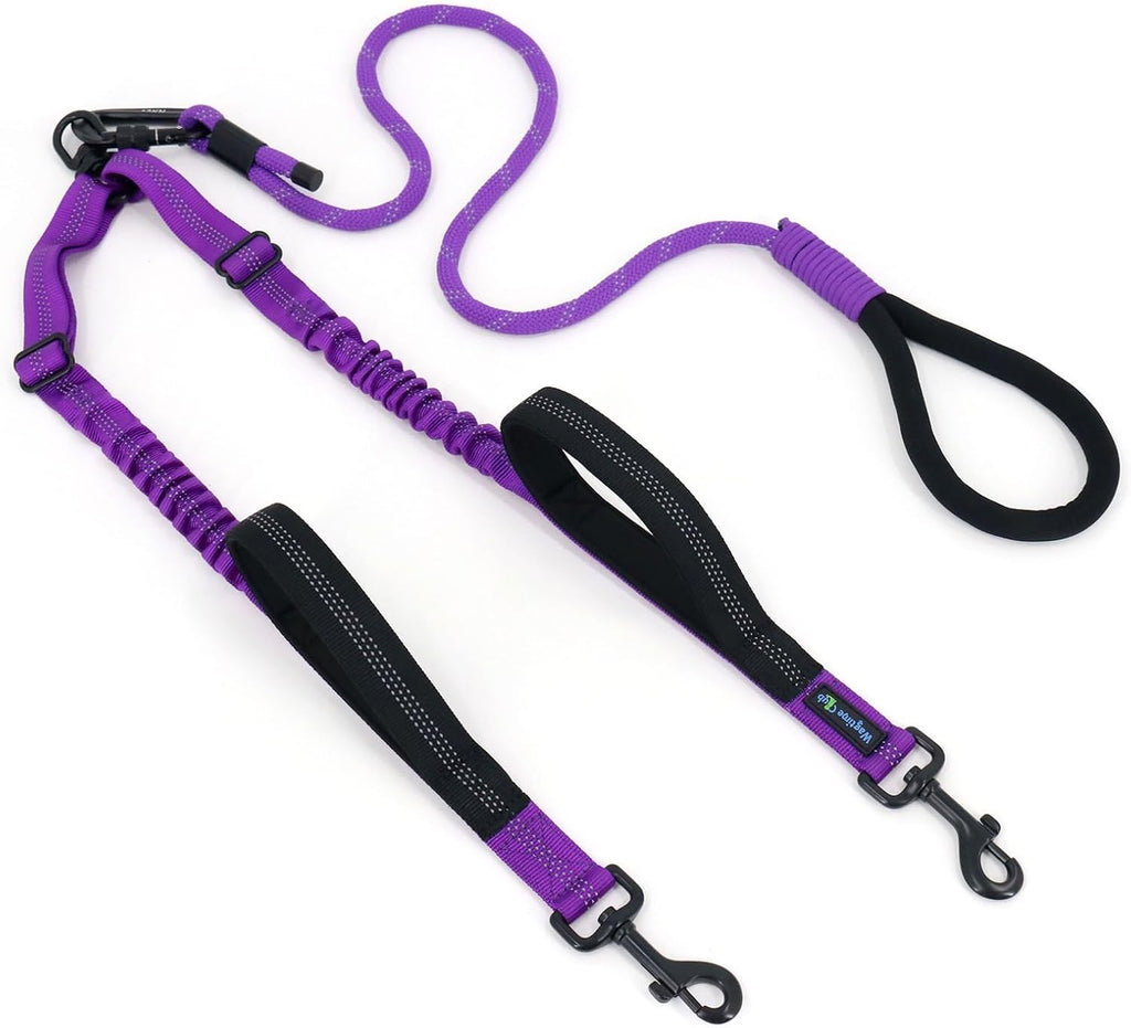 Double Dog Leash No Tangle - Dual Dog Leash for 2 Dogs with Shock Absorbing Bungee, 360 degrees Swivel, Reflective Safety, Heavy Duty for Medium & Large Dogs (Carnation Red) - Image 11