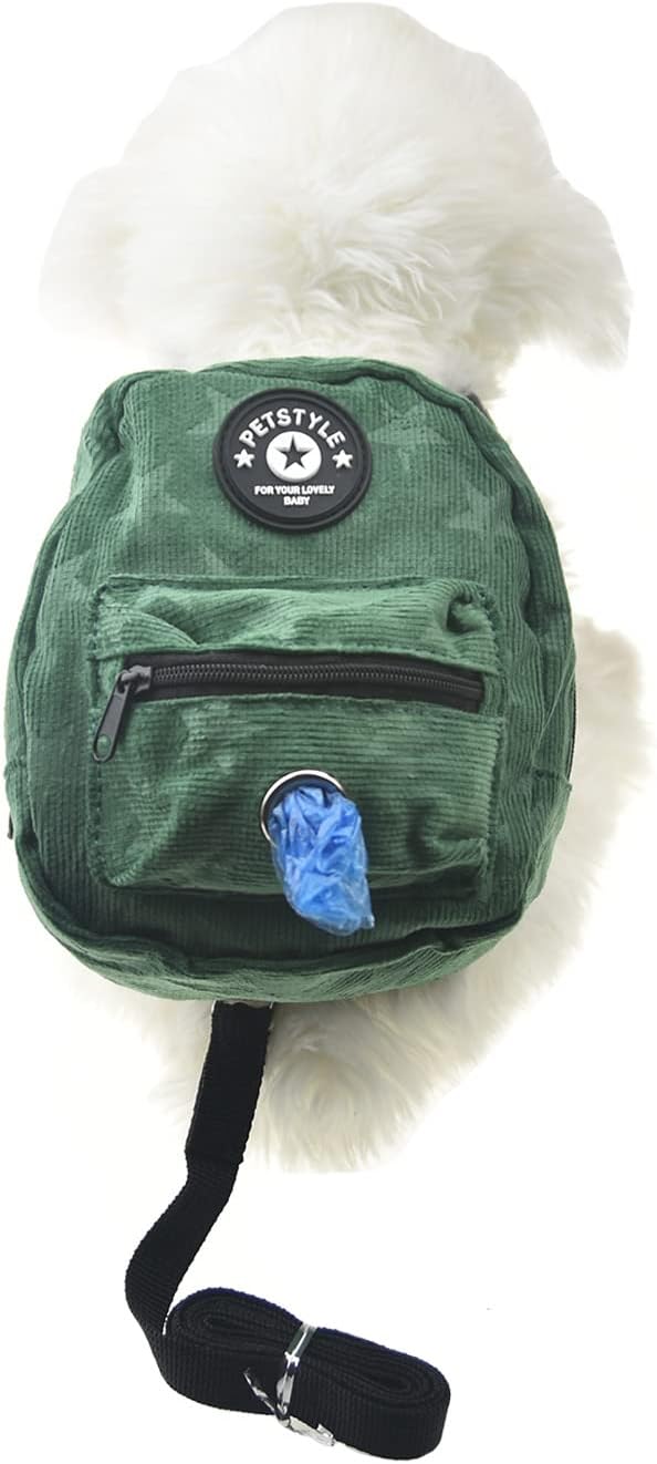 FLAdorepet imported purple pet backpack harness packaging content including leash and dispenser system