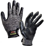 Otis and Claude pet grooming gloves front view showing soft silicone tips