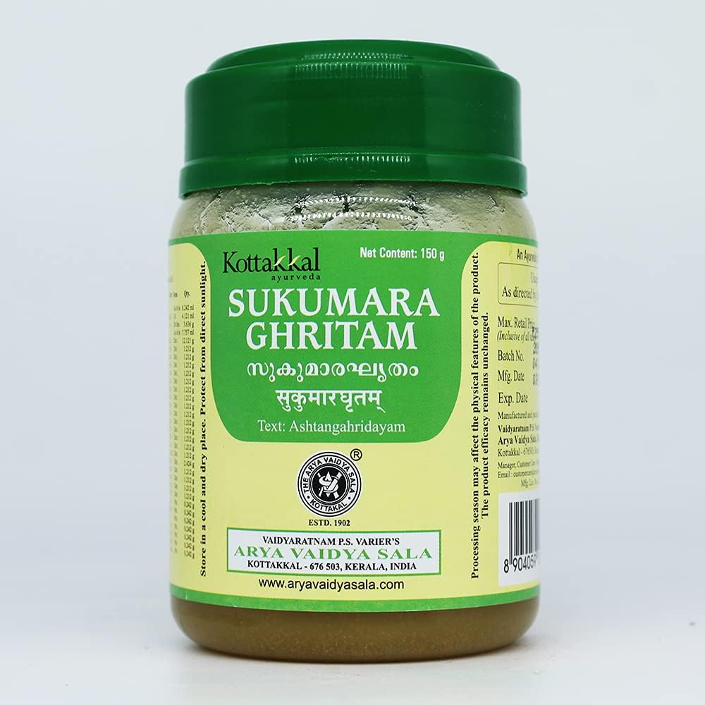 Kottakkal Arya Vaidya Sala Sukumara Ghritam 150g jar front view authentic Ayurvedic medicated ghee