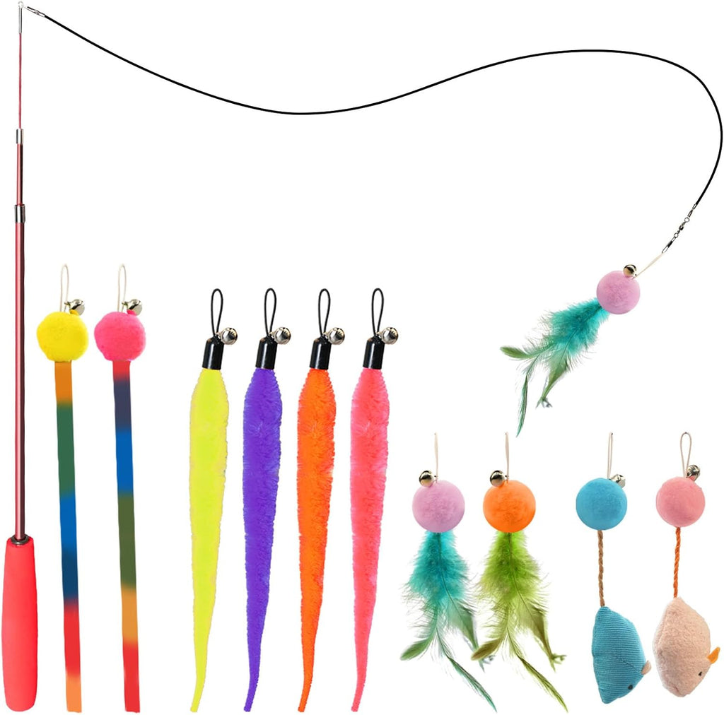 Cat Toys for Indoor Cats, 13 Packs Interactive Cat Wand Toy Set with Feather Toys & Teasers, Fun Cat Toys for Exercise, Playtime and Boredom Relief - Image 10